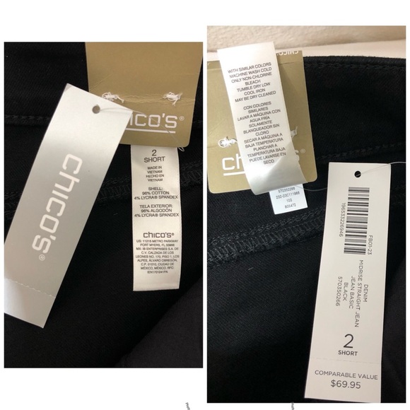 Chico’s Stretchy Mid Modern Rise Closet Staple Black Straight Jeans 2 Short 12-L - Picture 12 of 15